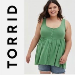 Torrid Green Sleeveless Babydoll Shirt Size 6